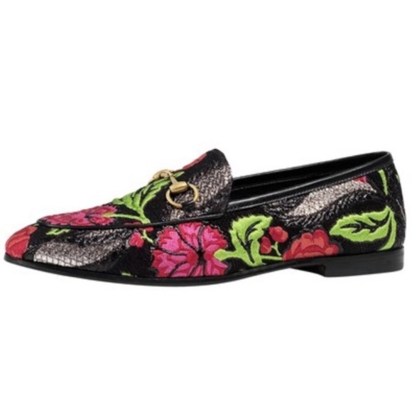 Gucci Shoes - Gucci Jordaan Floral Brocade Horsebit Loafers